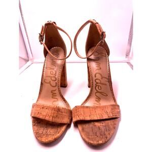 Sam Edelman Yaro Block Open Toe Cork High Heel Strappy Sandals Size 7M